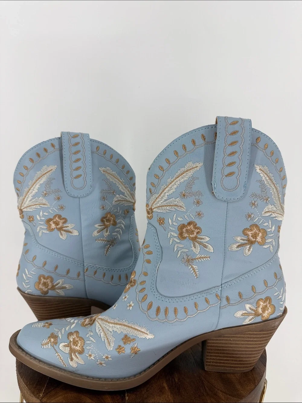Code West Blue Embroidered Western Cowboy Boots Women’s 10 Boho Festival